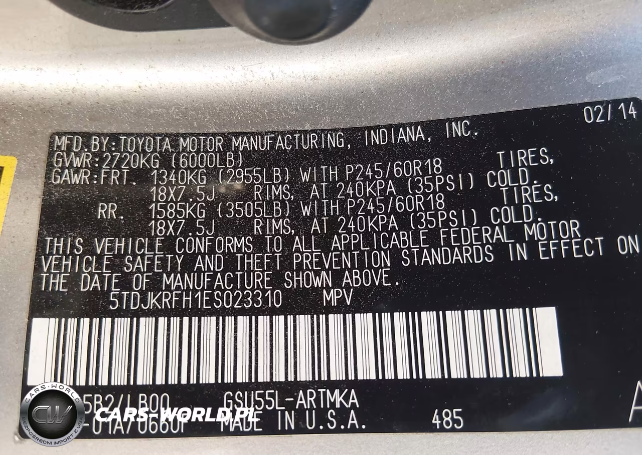 2014 Toyota Highlander Xle V6 VIN:5TDJKRFH1ES023310 - 9