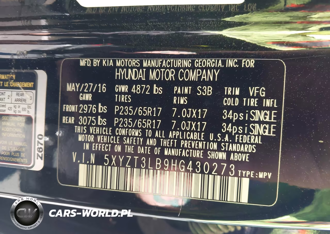 2017 Hyundai Santa Fe Sport 2.4L VIN:5XYZT3LB9HG430273 - 9