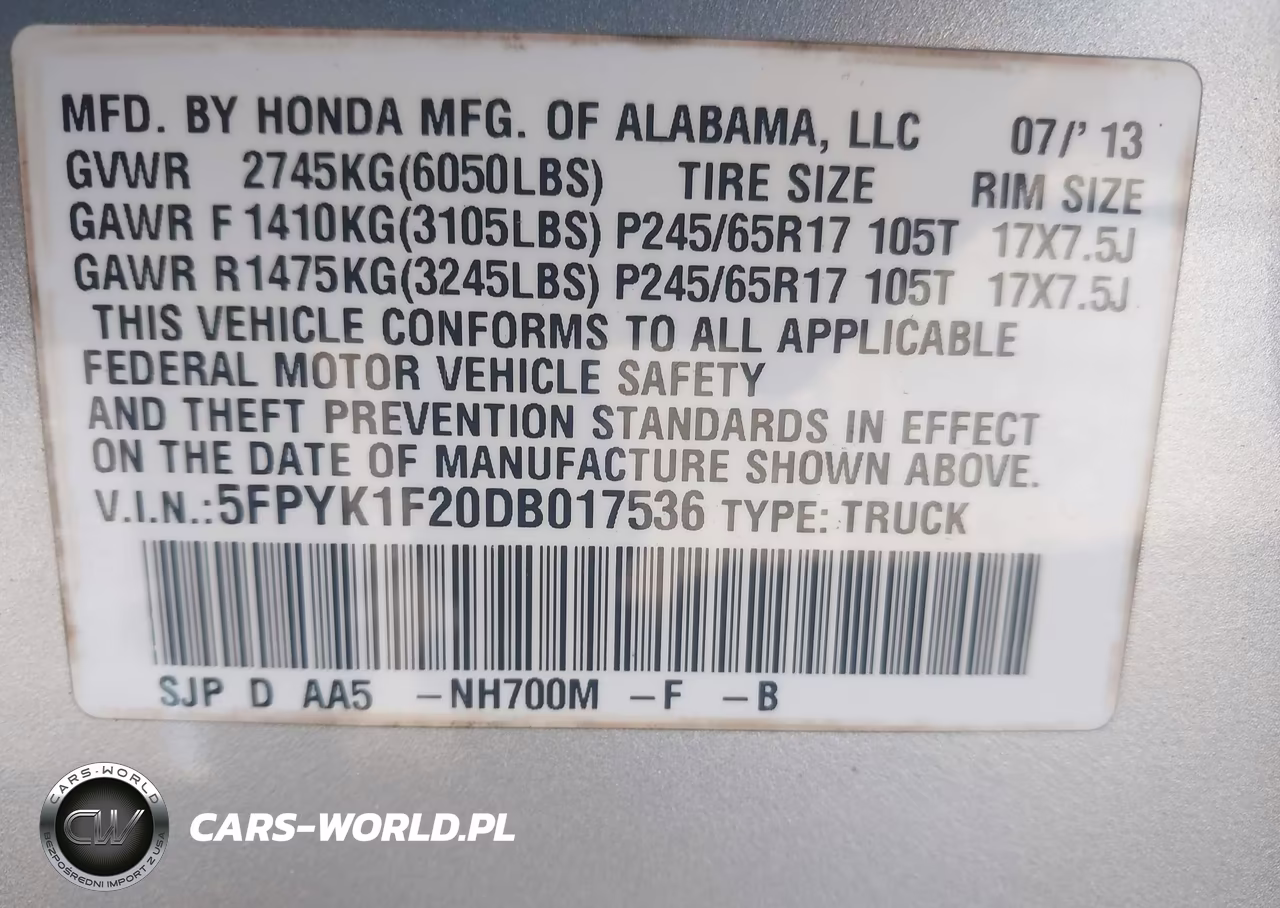 2013 Honda Ridgeline Rt VIN:5FPYK1F20DB017536 - 9