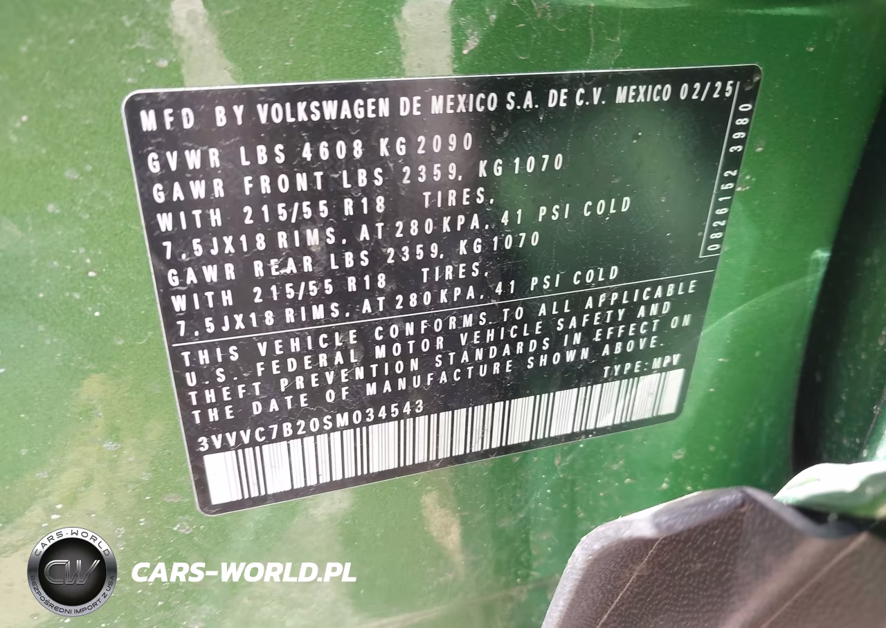 2025 Volkswagen Taos 1.5T Se VIN:3VVVC7B20SM034543 - 9