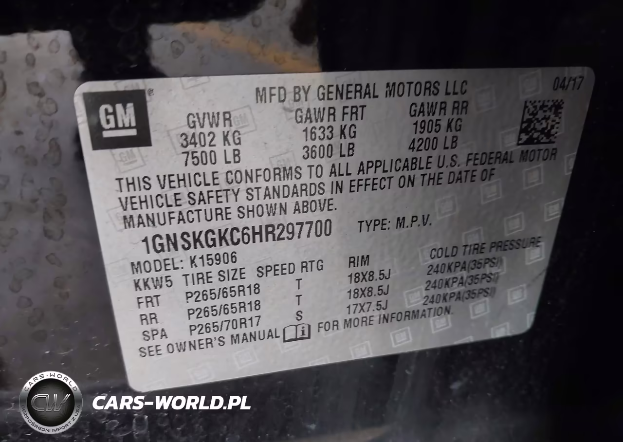 2017 Chevrolet Suburban Ls VIN:1GNSKGKC6HR297700 - 9