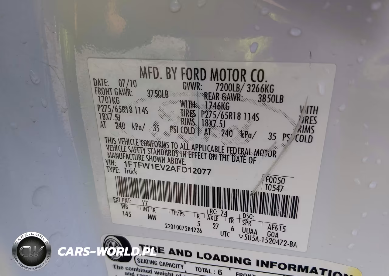 2010 Ford F-150 Fx4-Harley-Davidson-King Ranch-Lariat-Platinum-Xl-Xlt VIN:1FTFW1EV2AFD12077 - 9