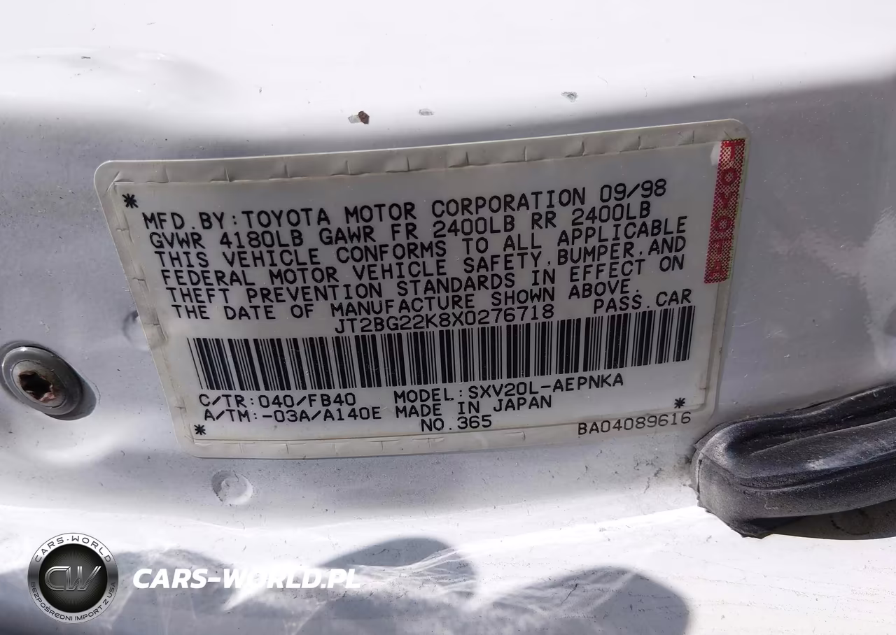 1999 Toyota Camry Le VIN:JT2BG22K8X0276718 - 9