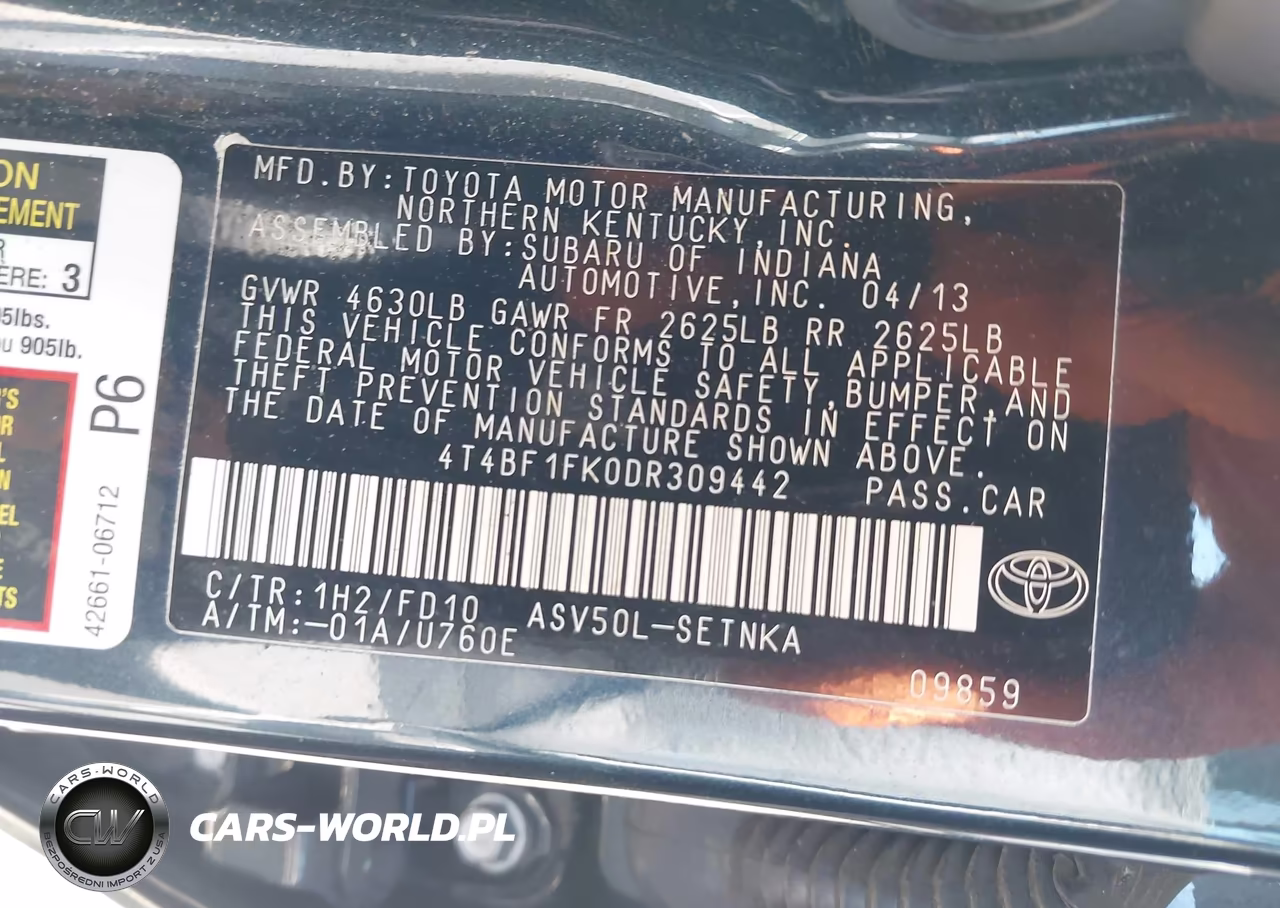 2013 Toyota Camry Le VIN:4T4BF1FK0DR309442 - 9