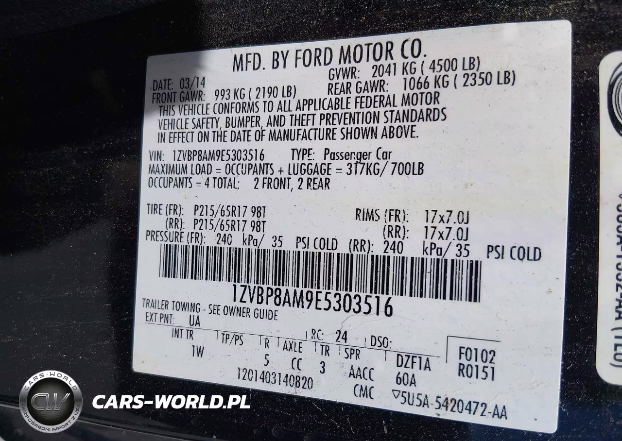 2014 Ford Mustang V6 VIN:1ZVBP8AM9E5303516 - 9