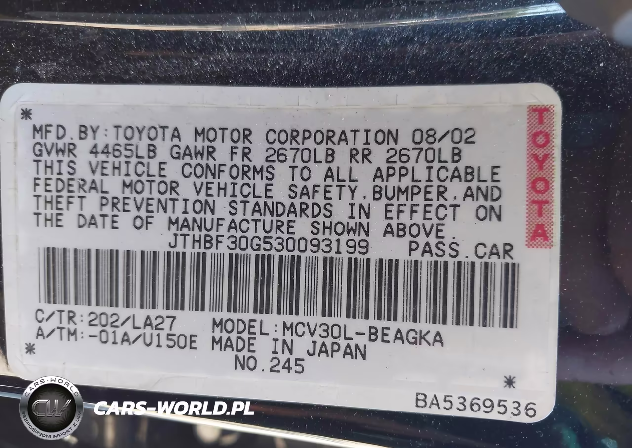 2003 Lexus Es 300 VIN:JTHBF30G530093199 - 9