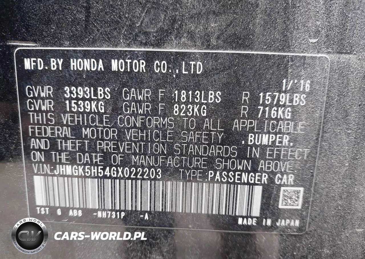 2016 Honda Fit Lx VIN:JHMGK5H54GX022203 - 9