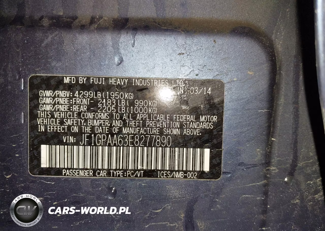 2014 Subaru Impreza 2.0I VIN:JF1GPAA63E8277890 - 9