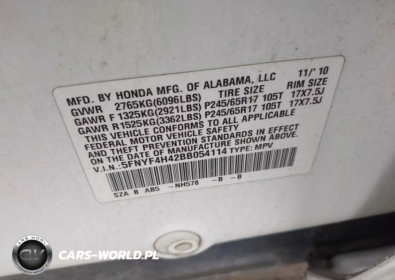 2011 Honda Pilot Ex VIN:5FNYF4H42BB054114 - 9