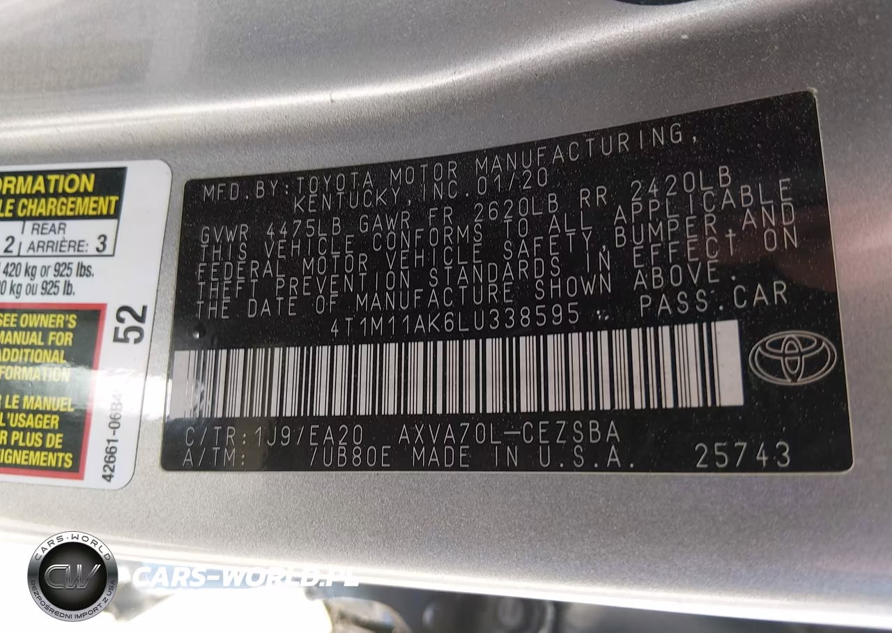 2020 Toyota Camry Se VIN:4T1M11AK6LU338595 - 9