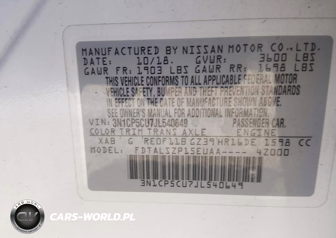 2018 Nissan Kicks Sv VIN:3N1CP5CU7JL540649 - 9