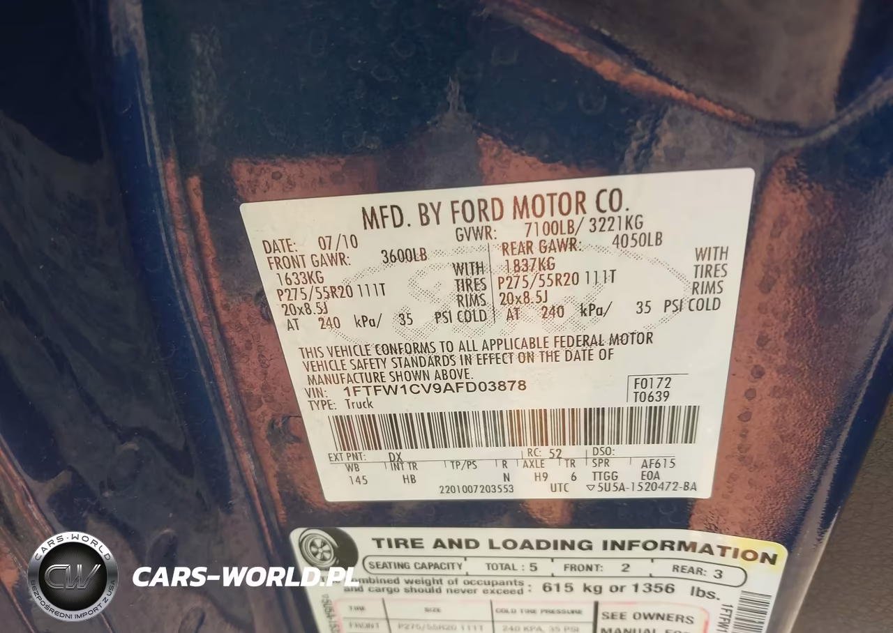 2010 Ford F-150 Lariat VIN:1FTFW1CV9AFD03878 - 9