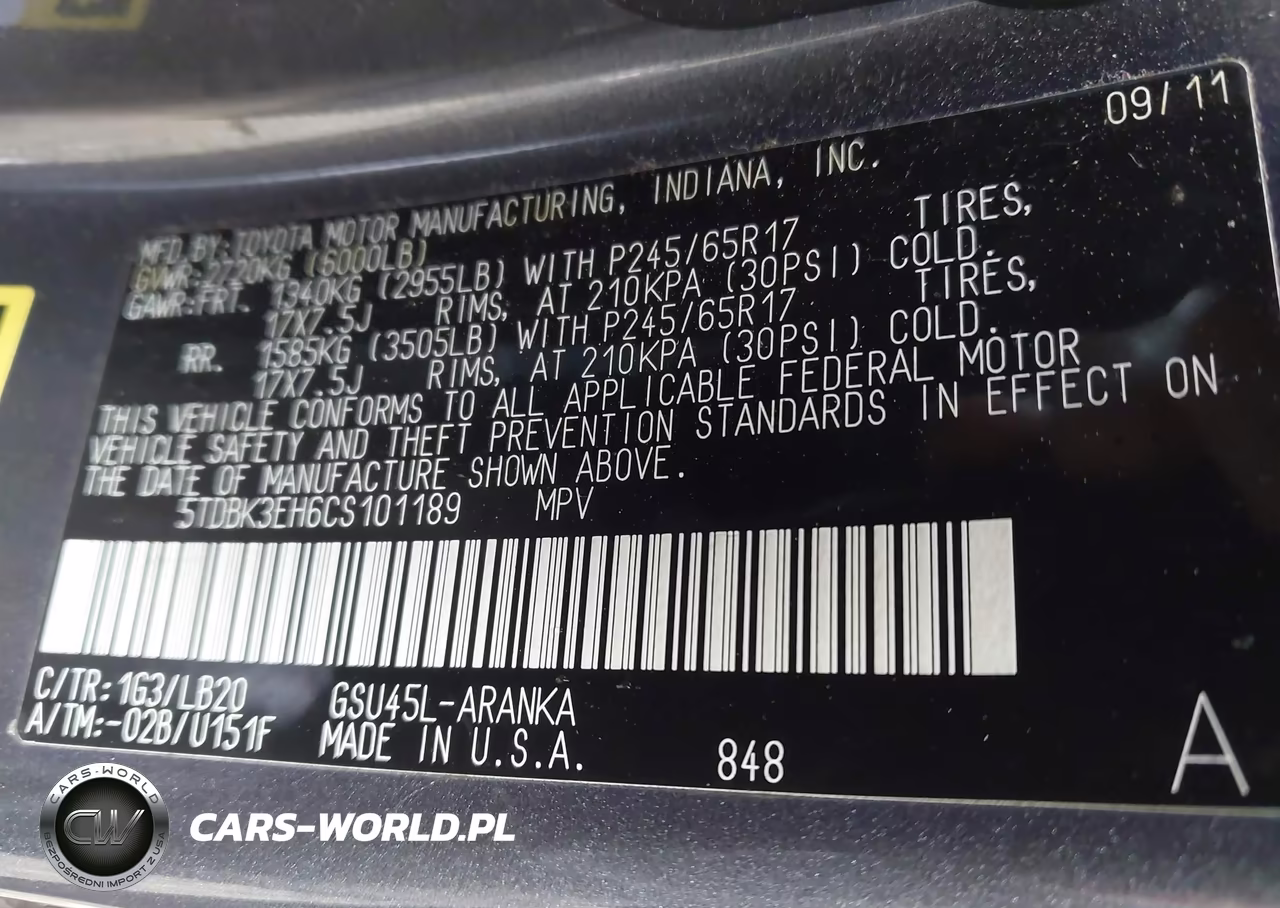 2012 Toyota Highlander Se V6 VIN:5TDBK3EH6CS101189 - 9