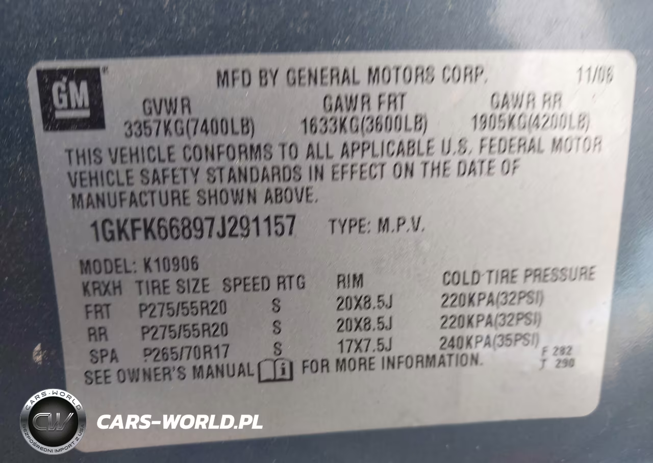 2007 GMC Yukon Xl 1500 Denali VIN:1GKFK66897J291157 - 9