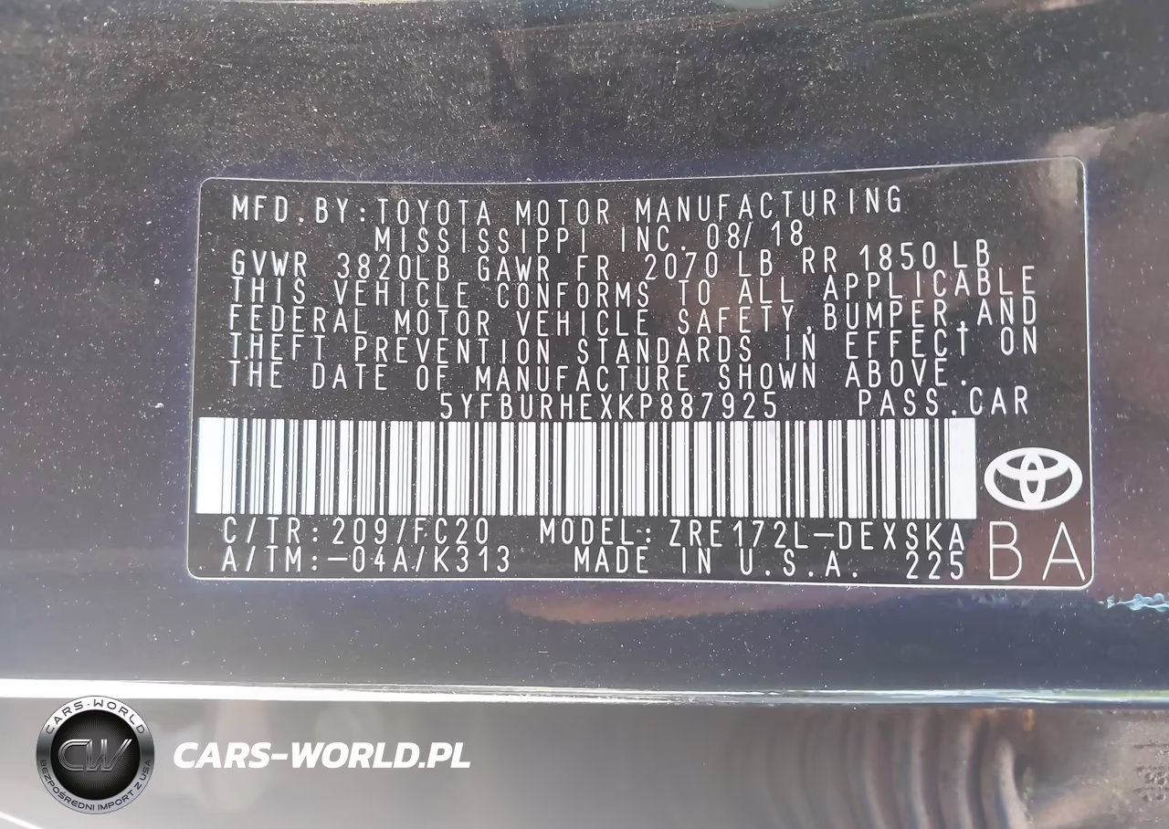 2019 Toyota Corolla Se VIN:5YFBURHEXKP887925 - 9