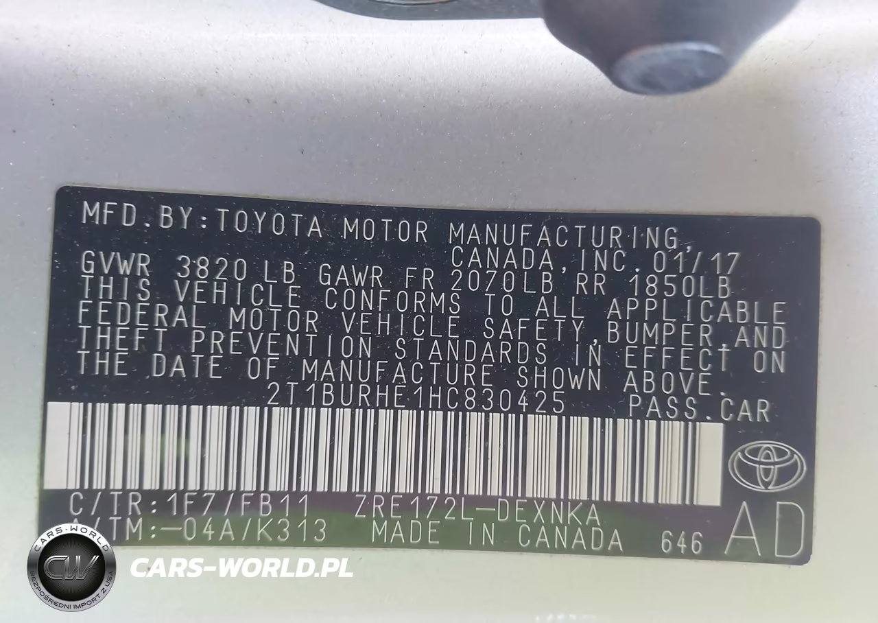 2017 Toyota Corolla Le VIN:2T1BURHE1HC830425 - 9