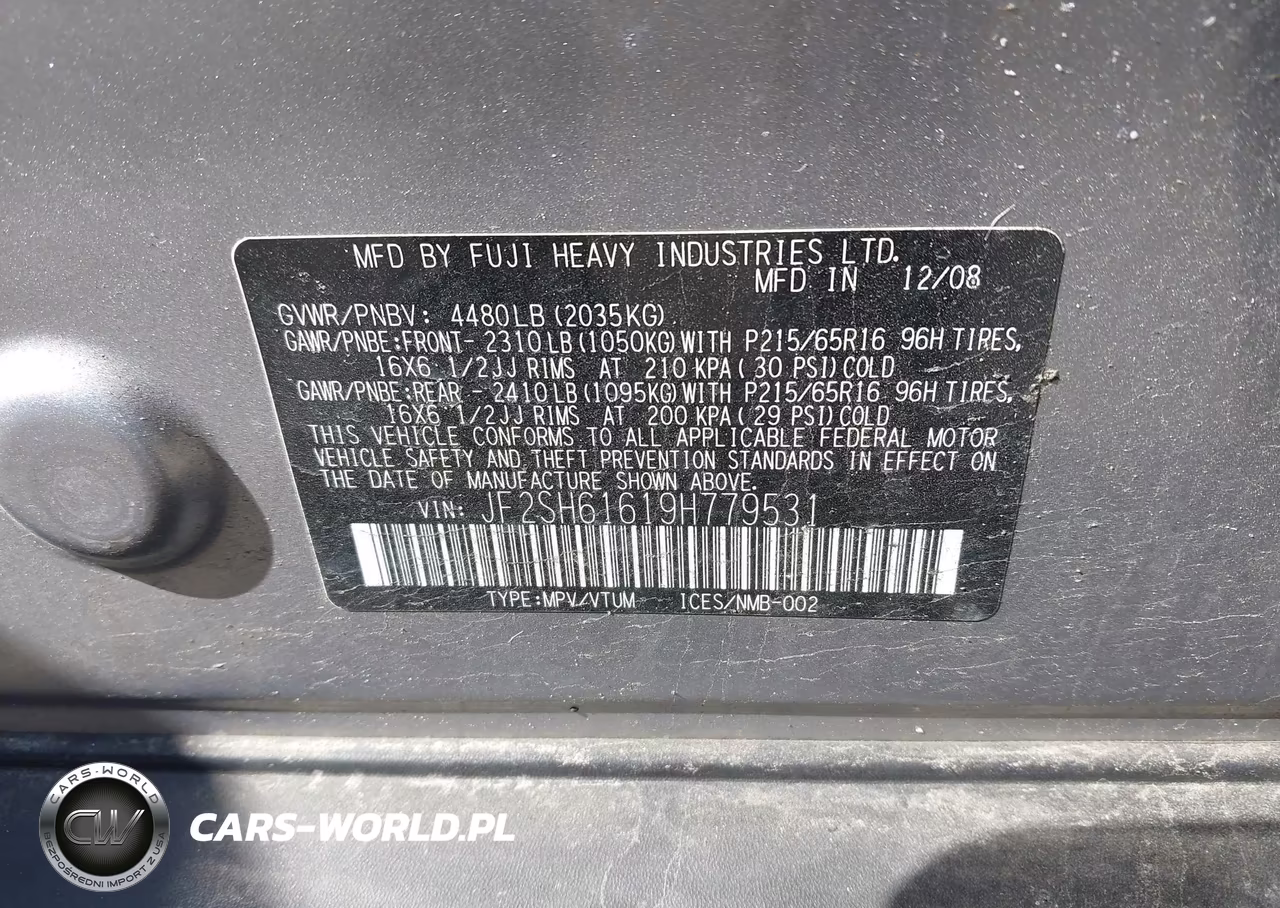 2009 Subaru Forester 2.5X VIN:JF2SH61619H779531 - 9