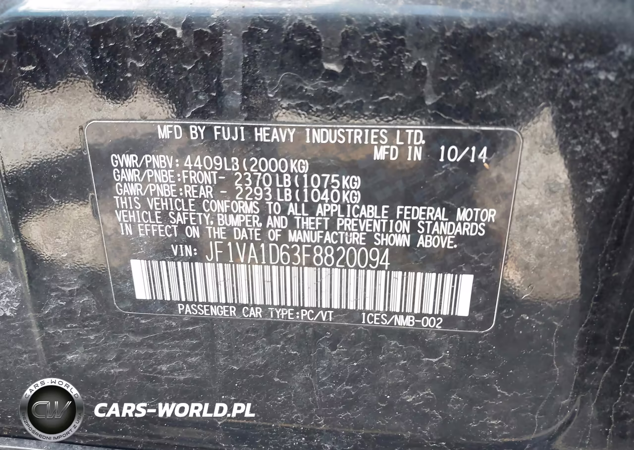 2015 Subaru Wrx Premium VIN:JF1VA1D63F8820094 - 9