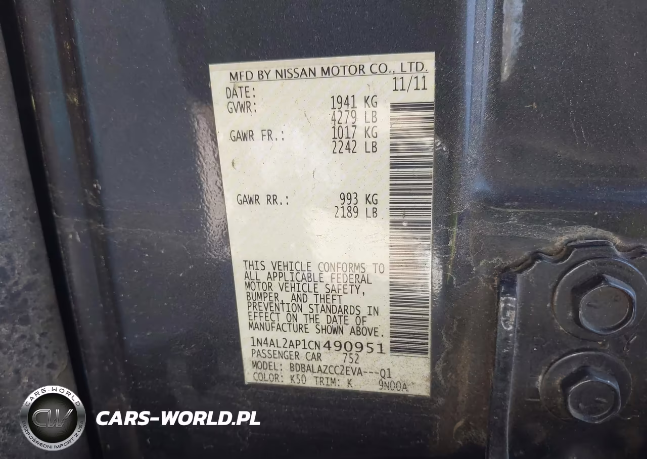 2012 Nissan Altima 2.5 VIN:1N4AL2AP1CN490951 - 9