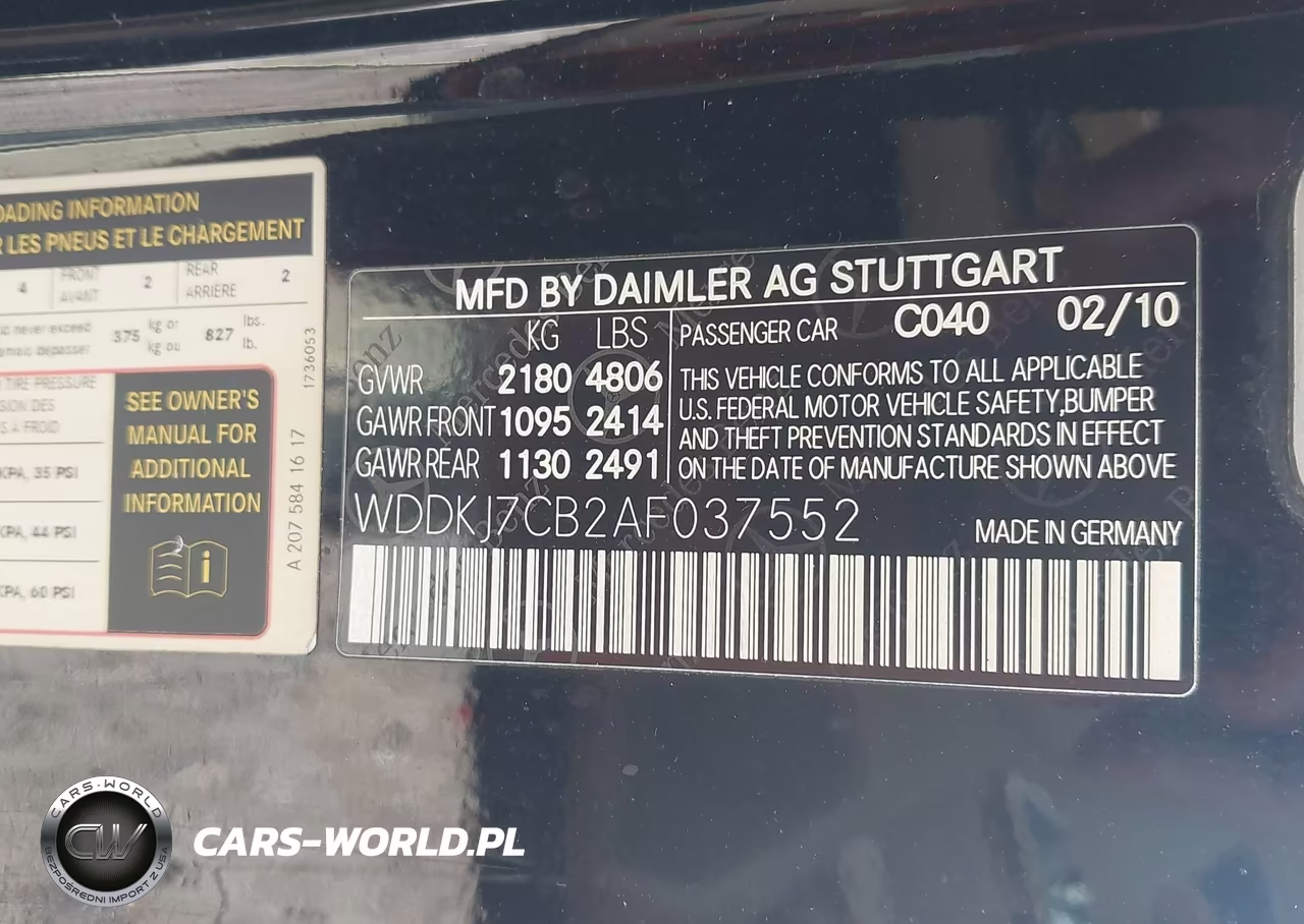 2010 Mercedes-Benz E 550 VIN:WDDKJ7CB2AF037552 - 9