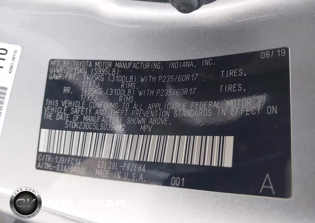 2020 Toyota Sienna Le VIN:5TDKZ3DC5LS039012 - 9