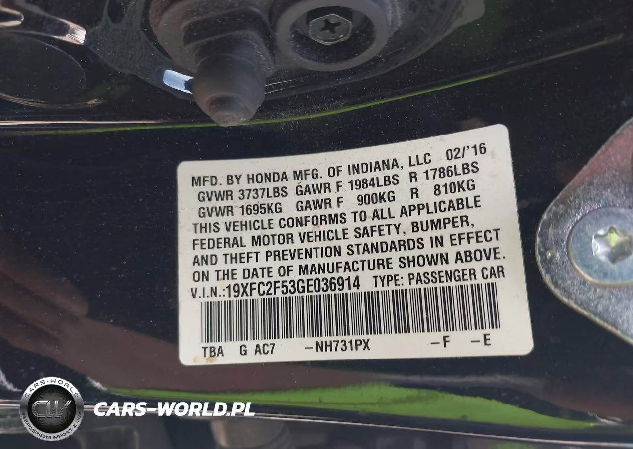 2016 Honda Civic Lx VIN:19XFC2F53GE036914 - 9
