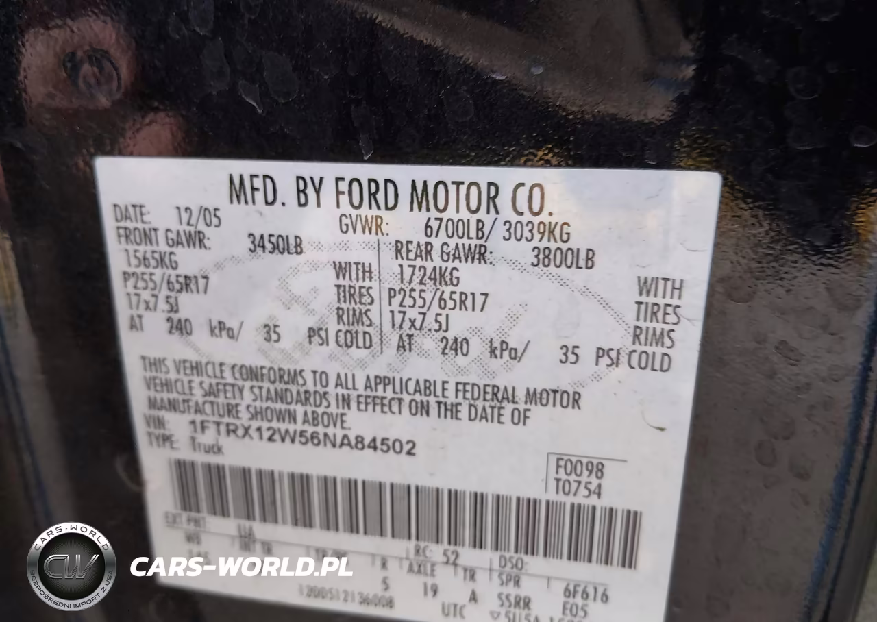 2006 Ford F-150 Stx-Xl-Xlt VIN:1FTRX12W56NA84502 - 9