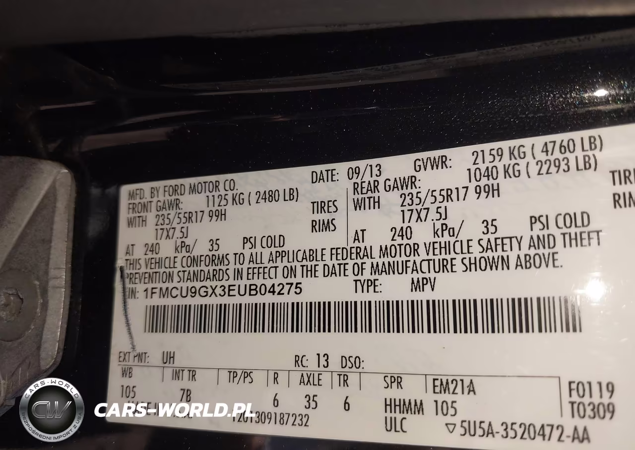 2014 Ford Escape Se VIN:1FMCU9GX3EUB04275 - 9