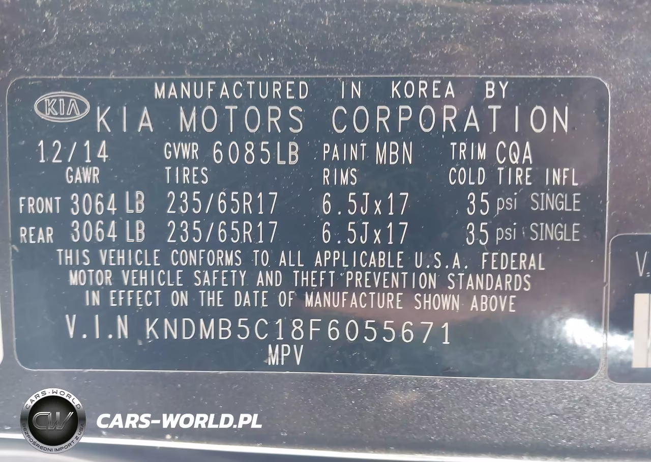2015 Kia Sedona Lx VIN:KNDMB5C18F6055671 - 9