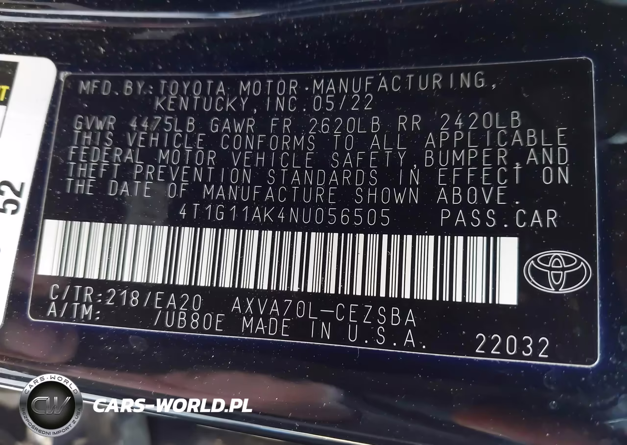 2022 Toyota Camry Se VIN:4T1G11AK4NU056505 - 9