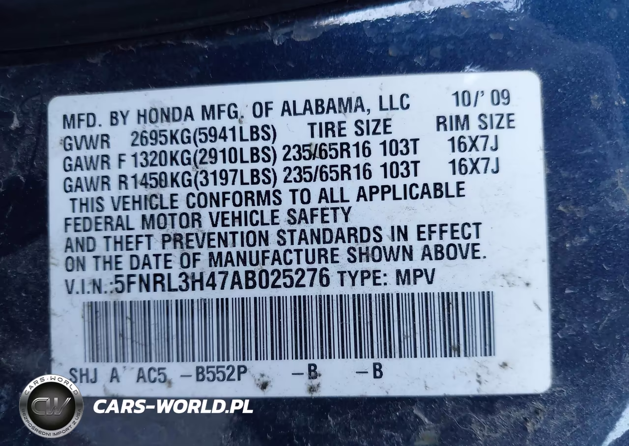 2010 Honda Odyssey Ex VIN:5FNRL3H47AB025276 - 9