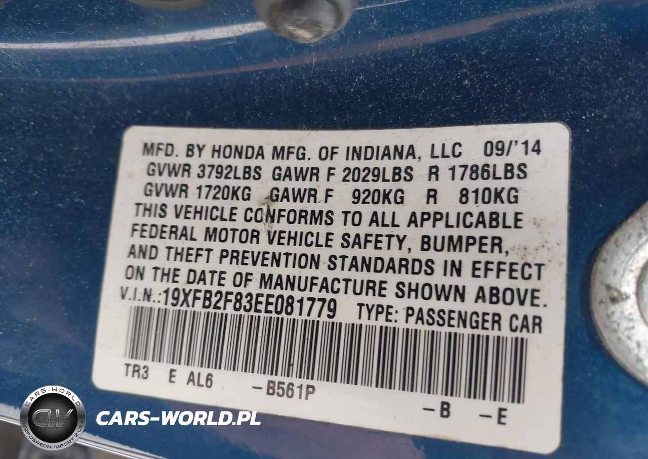 2014 Honda Civic Ex VIN:19XFB2F83EE081779 - 9