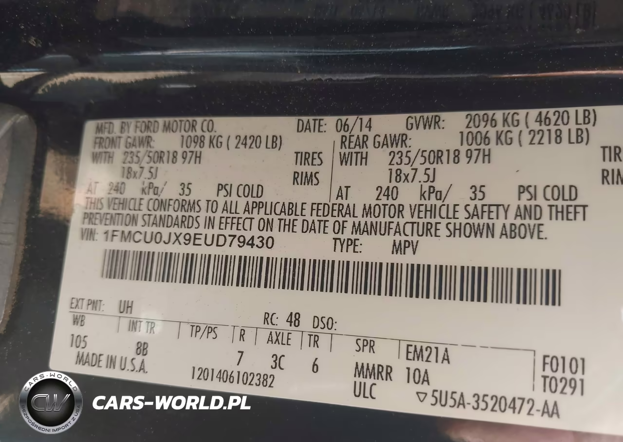 2014 Ford Escape Titanium VIN:1FMCU0JX9EUD79430 - 9