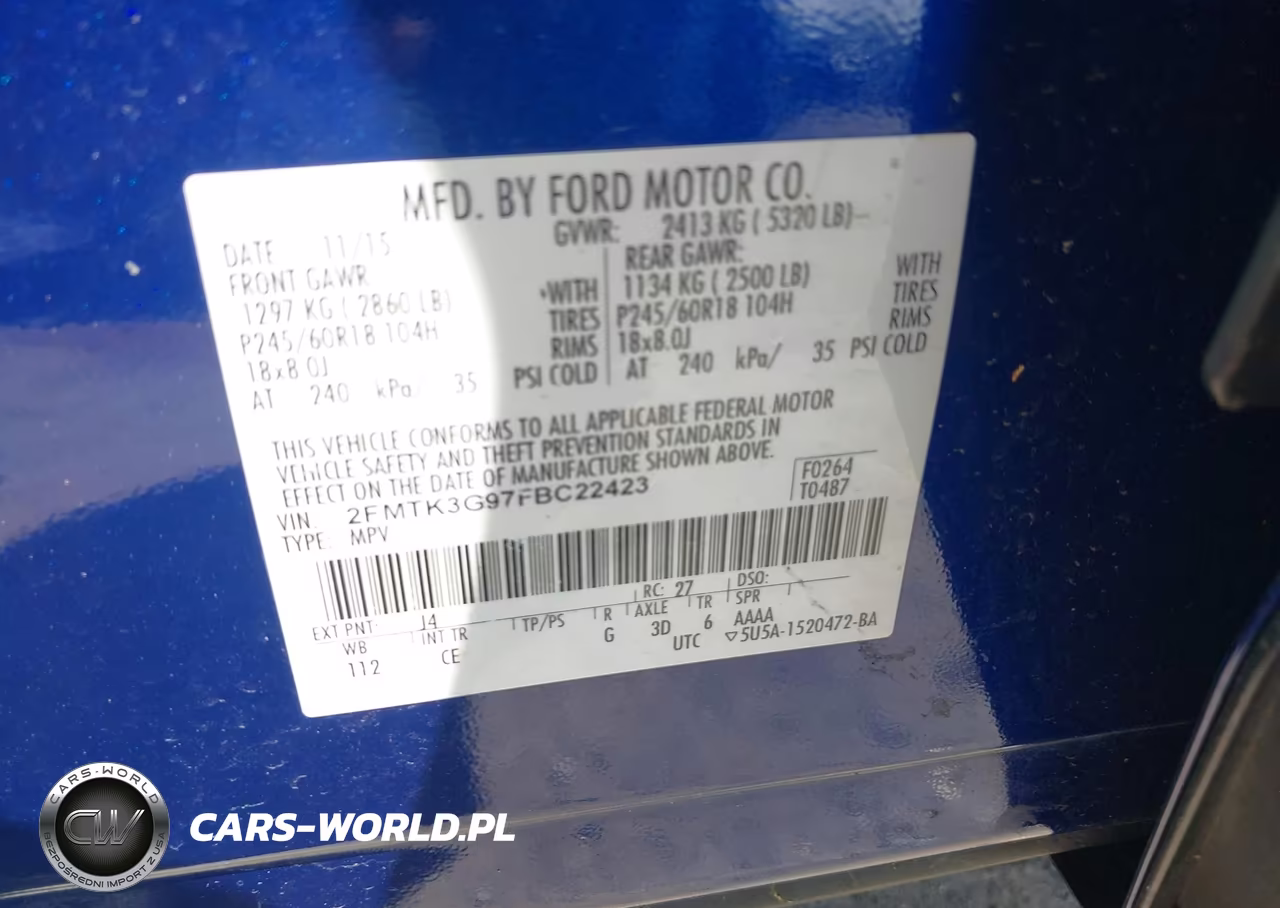 2015 Ford Edge Se VIN:2FMTK3G97FBC22423 - 9