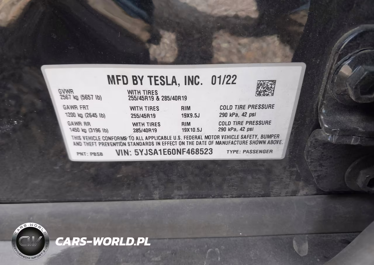 2022 Tesla Model S Plaid Tri Motor All-Wheel Drive VIN:5YJSA1E60NF468523 - 9