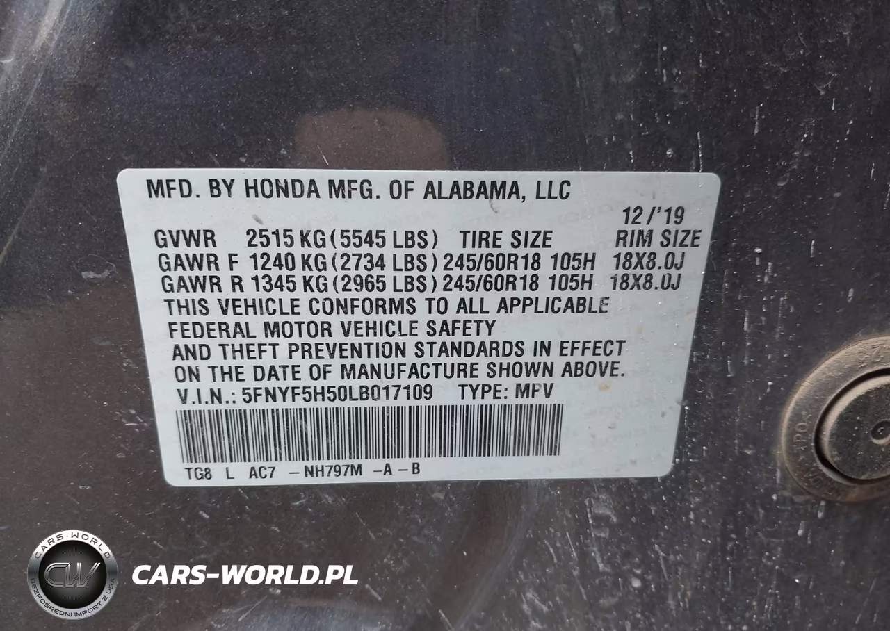 2020 Honda Pilot 2Wd Ex-L VIN:5FNYF5H50LB017109 - 9