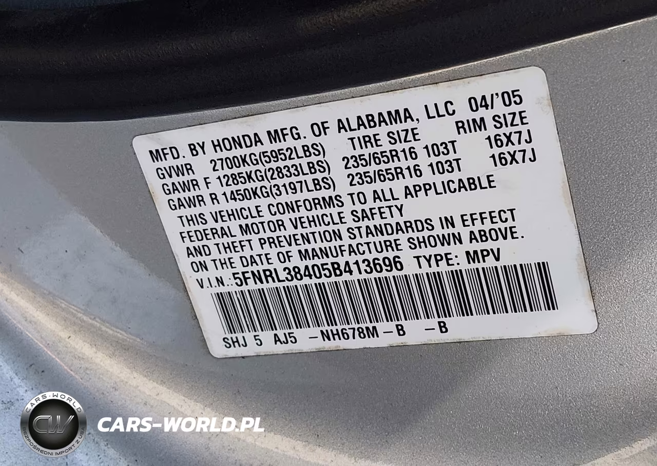 2005 Honda Odyssey Ex VIN:5FNRL38405B413696 - 9