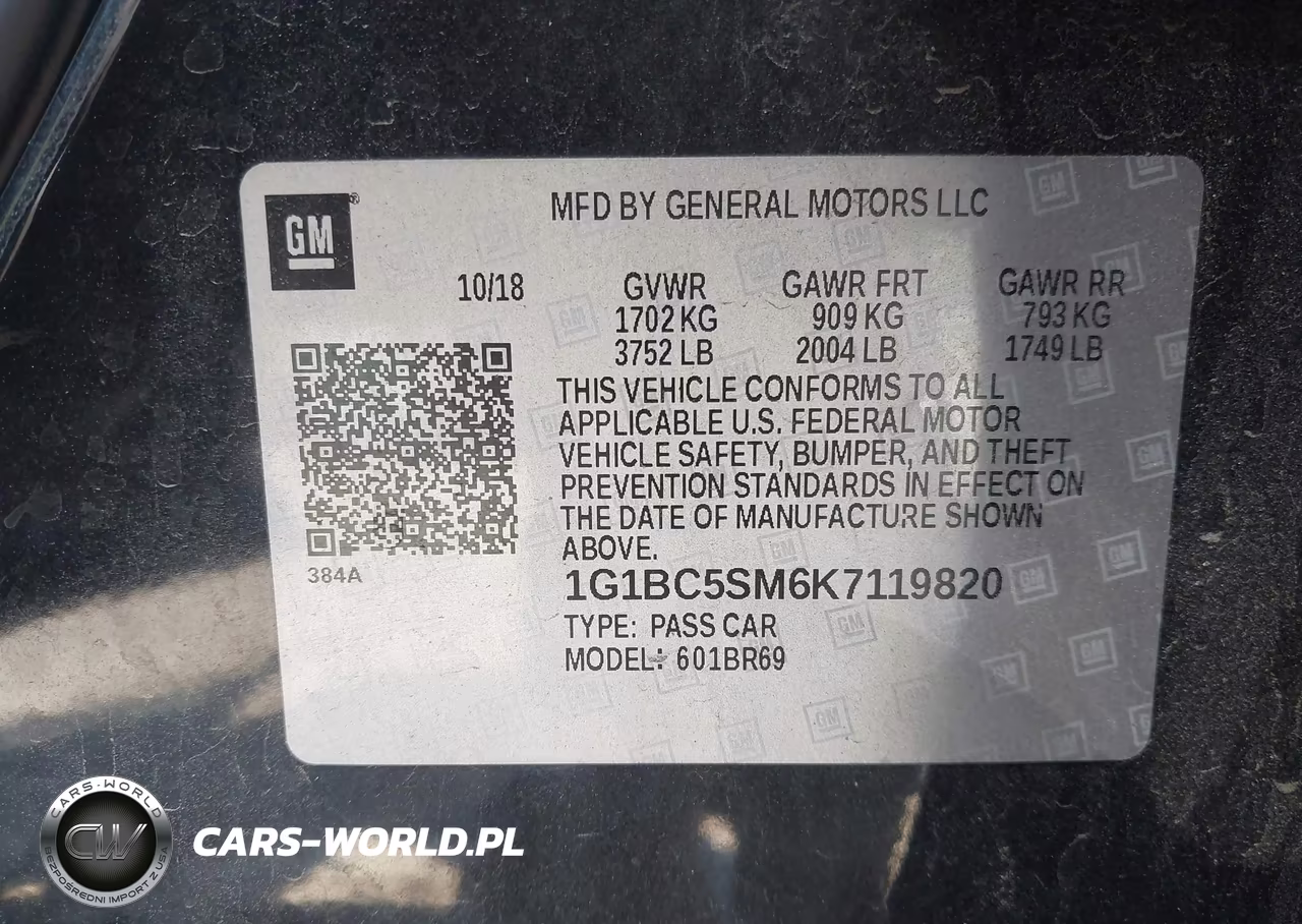 2019 Chevrolet Cruze Ls VIN:1G1BC5SM6K7119820 - 9