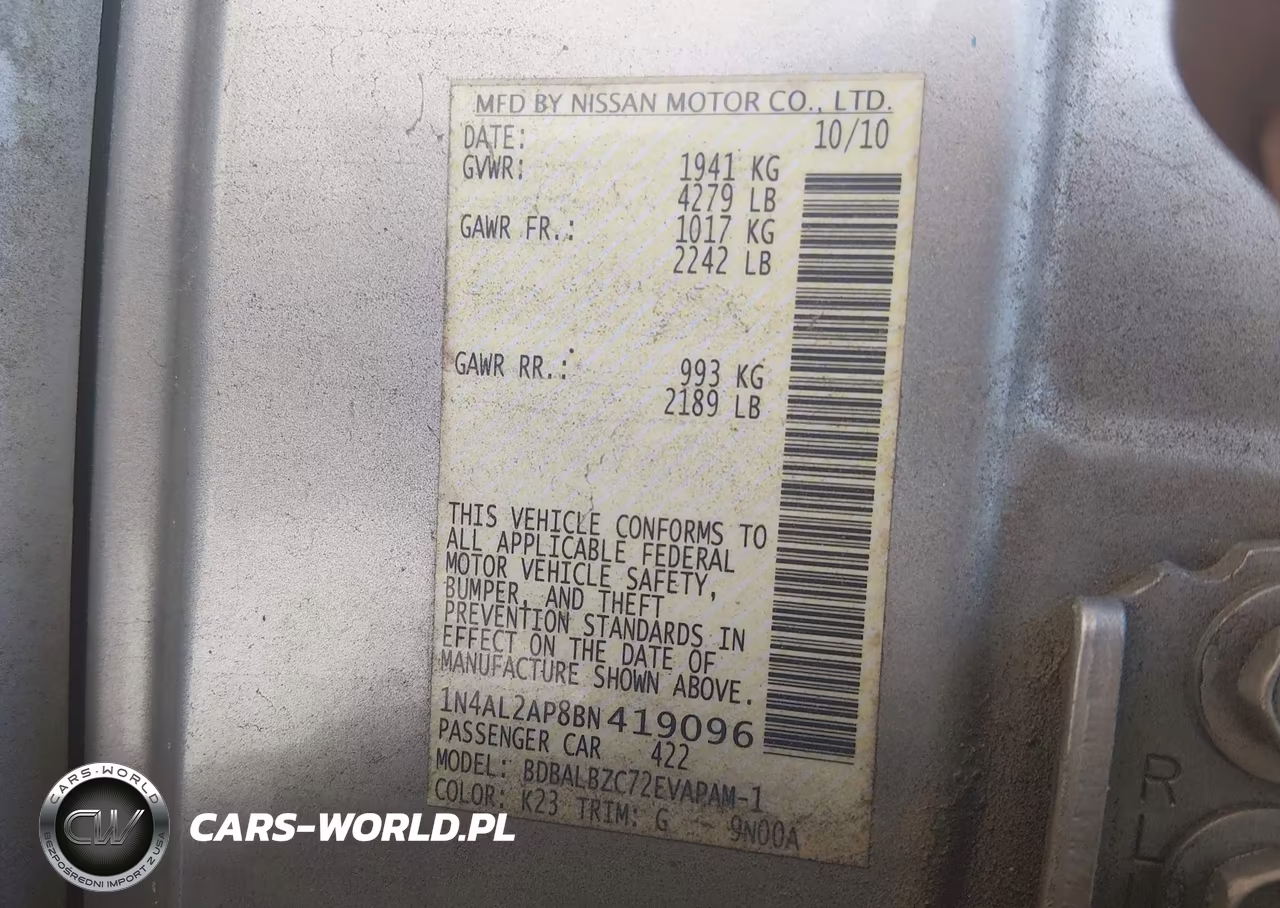 2011 Nissan Altima 2.5 S VIN:1N4AL2AP8BN419096 - 9
