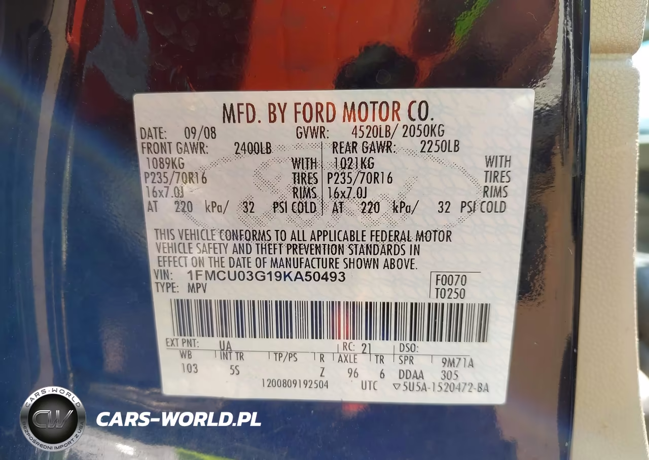 2009 Ford Escape Xlt VIN:1FMCU03G19KA50493 - 9