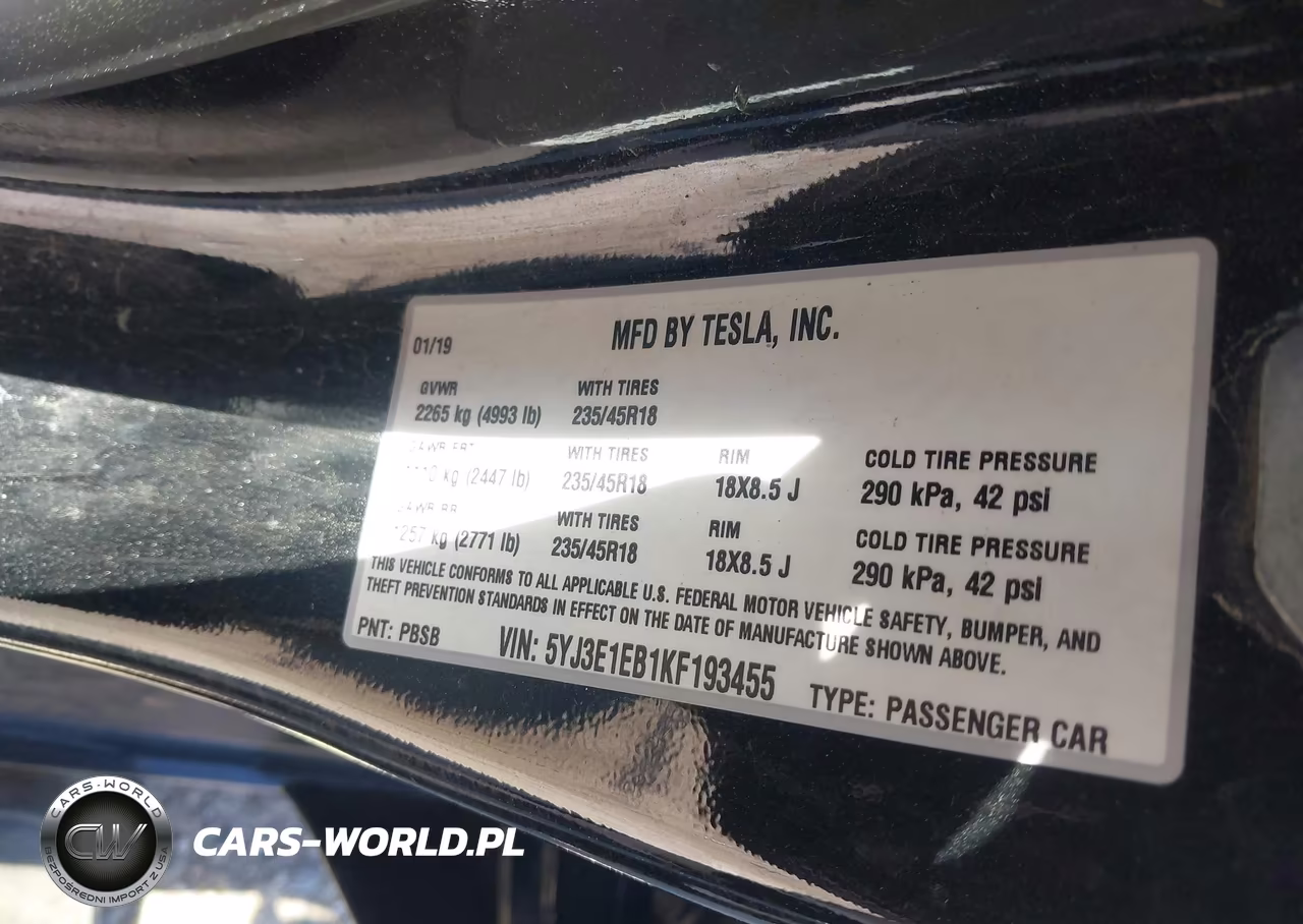 2019 Tesla Model 3 Long Range-Performance VIN:5YJ3E1EB1KF193455 - 9