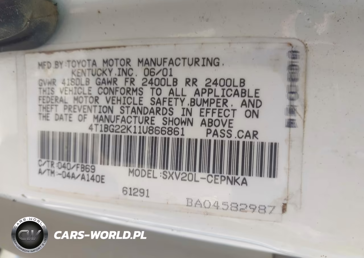2001 Toyota Camry Ce-Le-Xle VIN:4T1BG22K11U866861 - 9