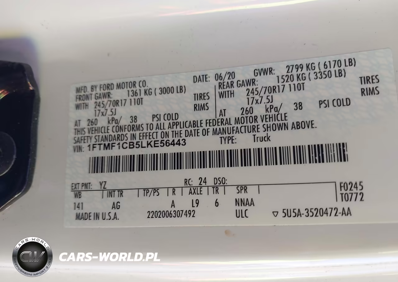 2020 Ford F-150 Xl VIN:1FTMF1CB5LKE56443 - 9