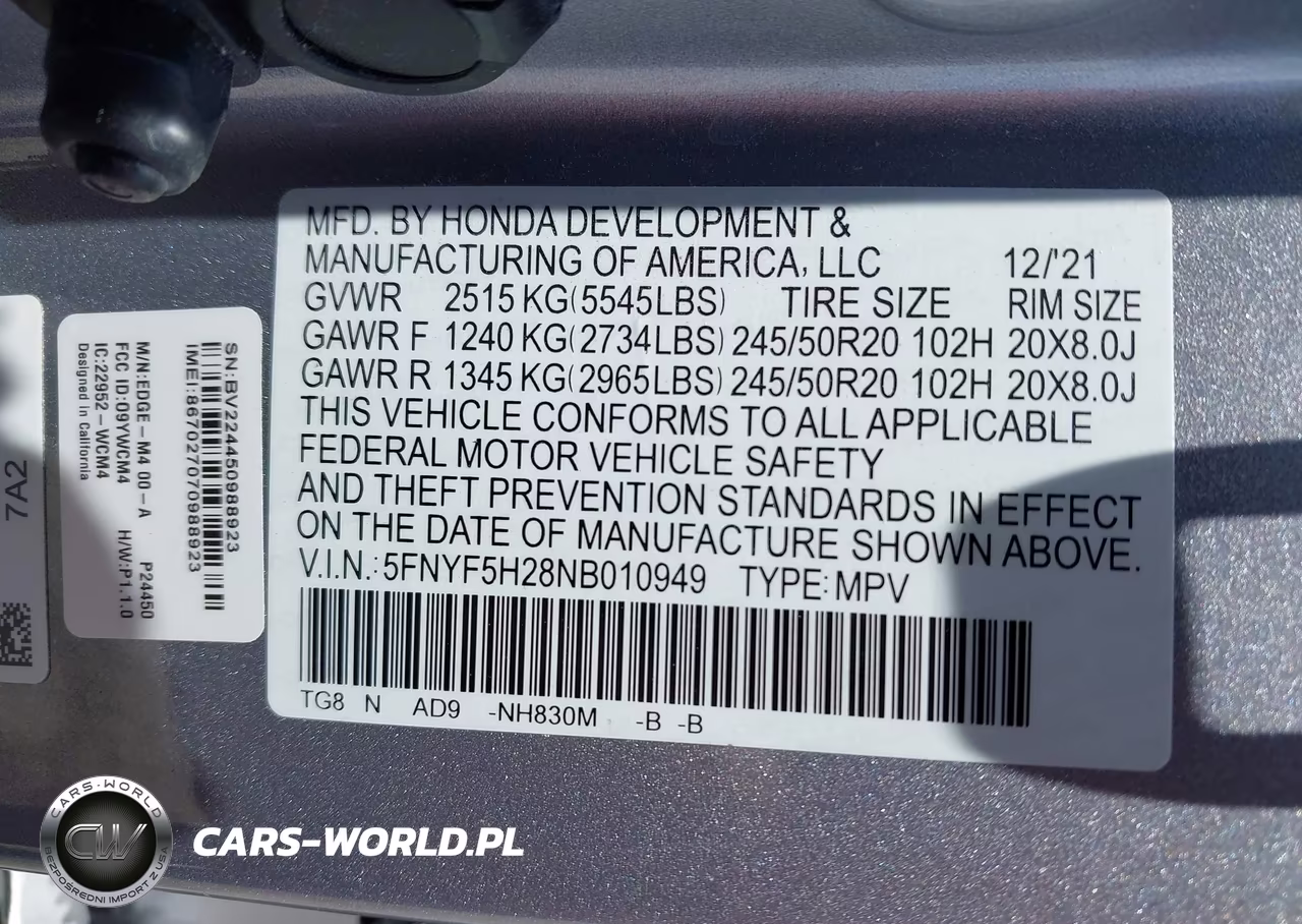 2022 Honda Pilot 2Wd Special Edition VIN:5FNYF5H28NB010949 - 9