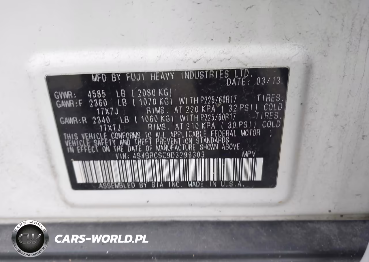 2013 Subaru Outback 2.5I Limited VIN:4S4BRCSC9D3299303 - 9