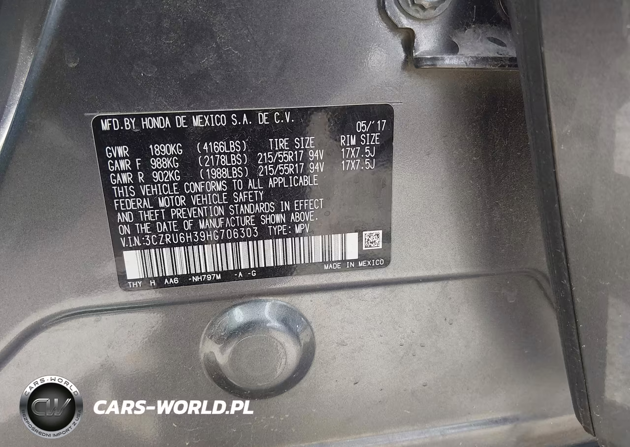 2017 Honda Hr-V Lx VIN:3CZRU6H39HG706303 - 9