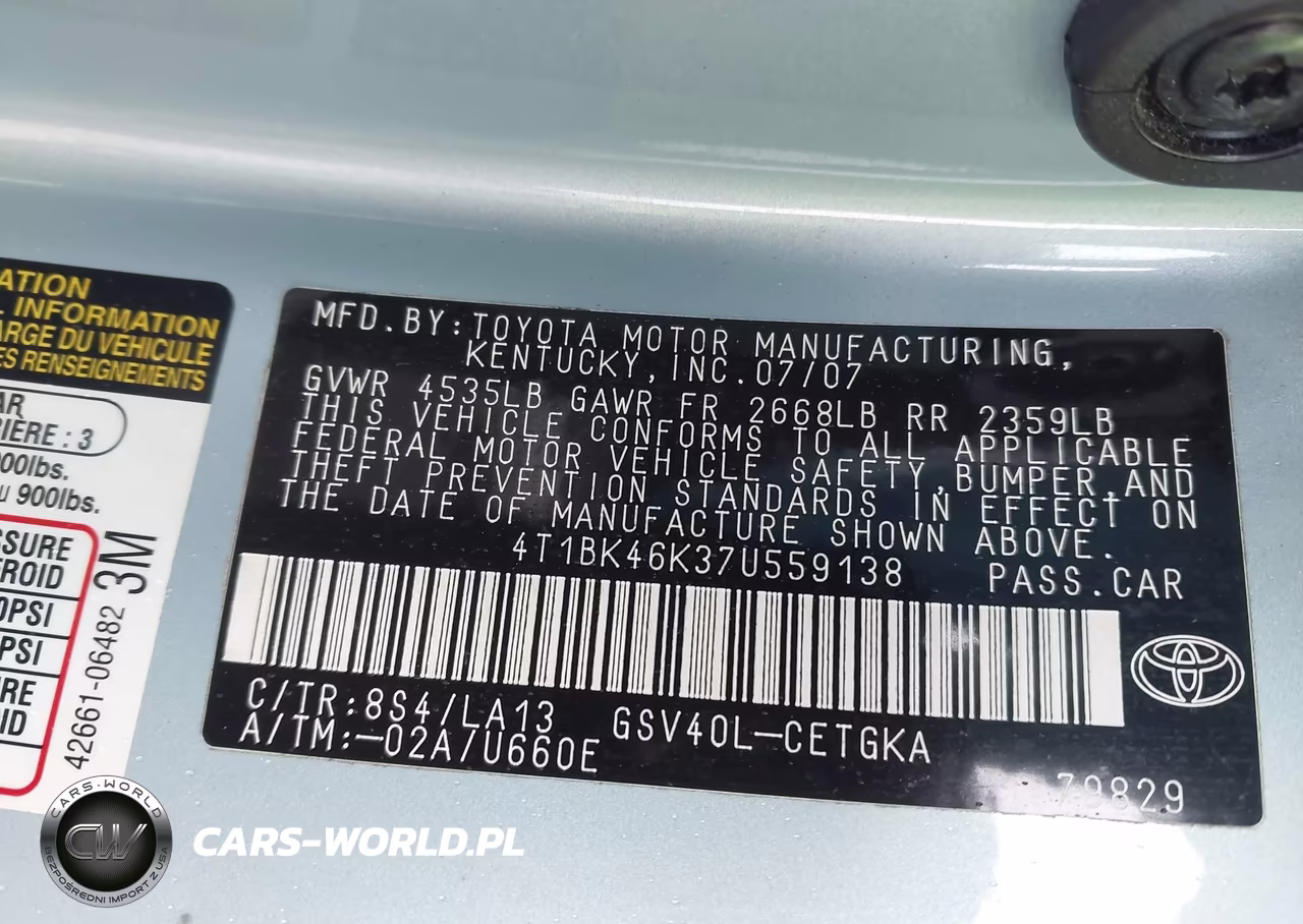 2007 Toyota Camry Le V6-Se V6-Xle V6 VIN:4T1BK46K37U559138 - 9