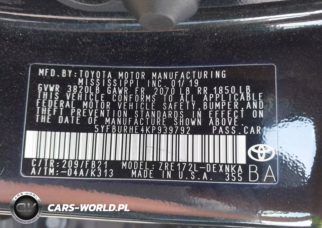 2019 Toyota Corolla Le VIN:5YFBURHE4KP939792 - 9