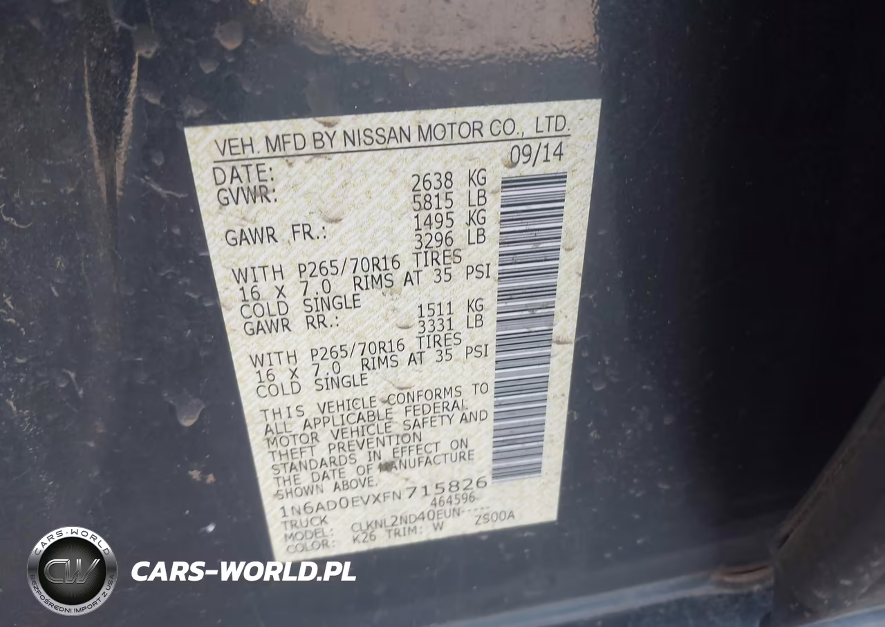 2015 Nissan Frontier Sv VIN:1N6AD0EVXFN715826 - 9