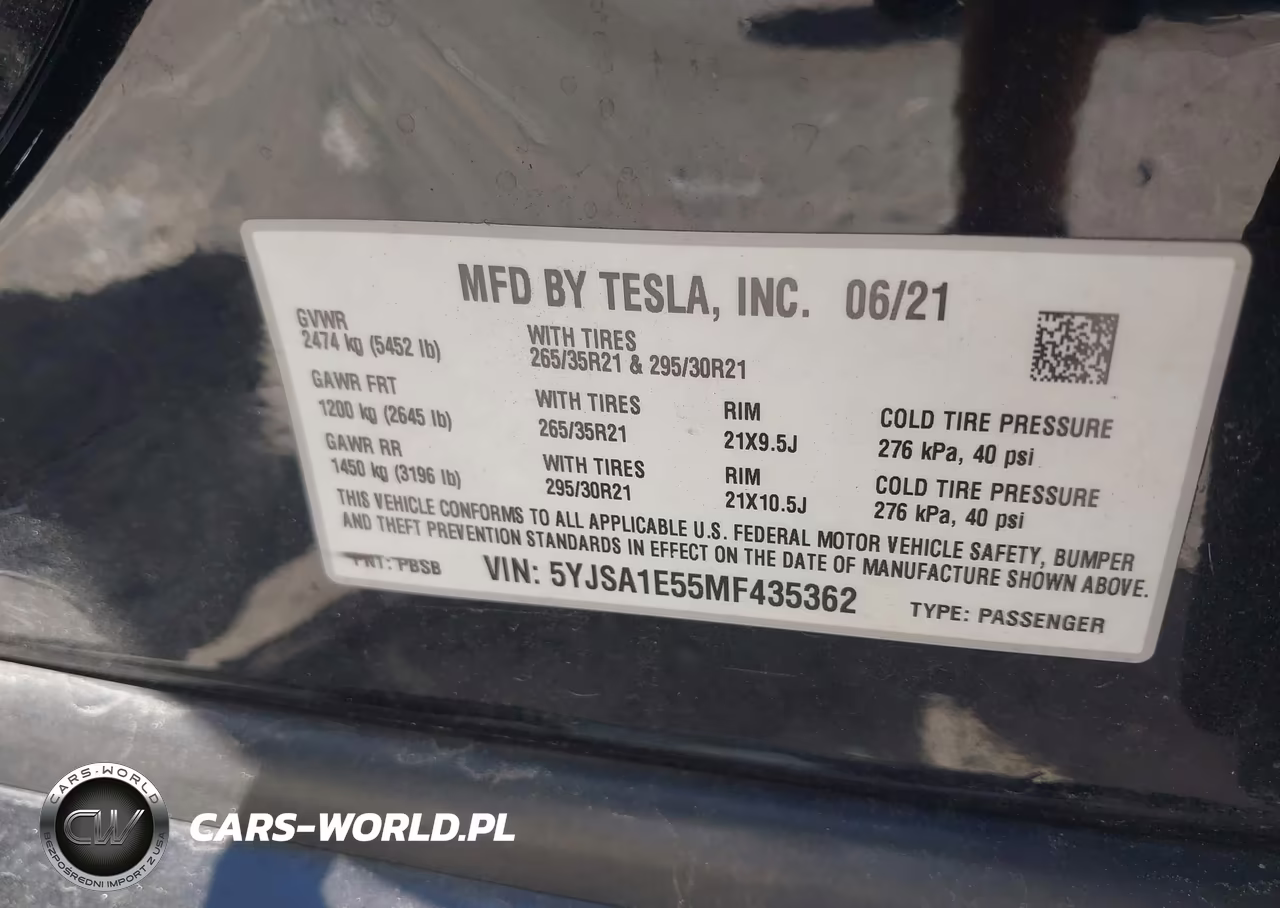 2021 Tesla Model S Long Range Dual Motor All-Wheel Drive VIN:5YJSA1E55MF435362 - 9
